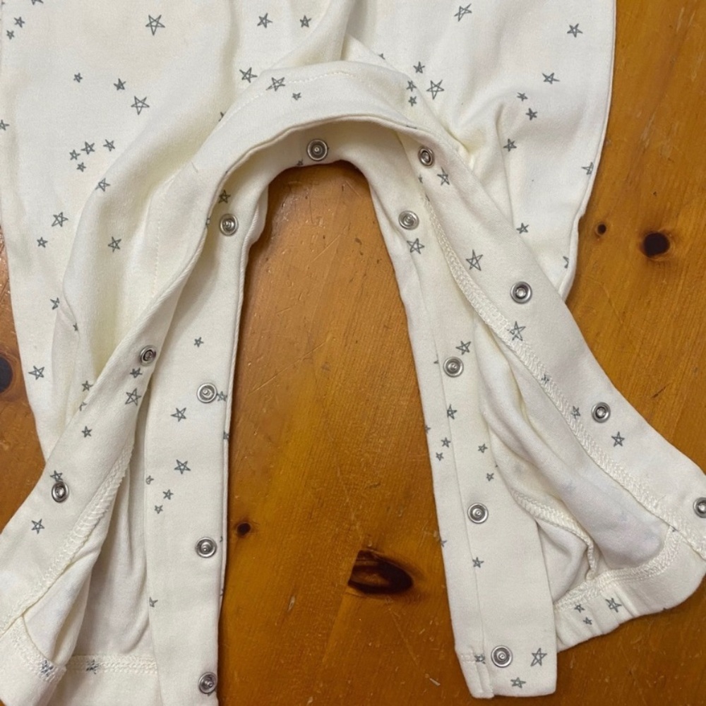 FINAL $ Quincy Mae Romper, Organic Cotton, Ivory & blue stars, by Rylee+Cru Baby - Picture 5 of 7